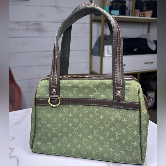 Louis Vuitton Josephine Mini Lin Handbag Green Vintage - Picture 4 of 11